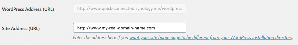 WordPress URL in General Settings